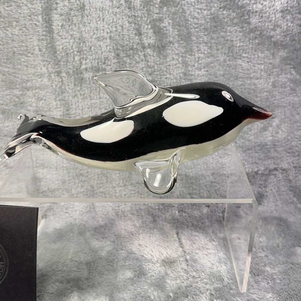 SeaWorld Home‎ Collection Glass Orca Figurine Shamu Art Glass Etched w Card - Picture 13 of 16